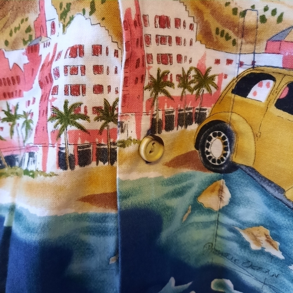 Vintage Styled by RJC Hawaiian classic cars surf print button-up shirt size L - Picture 6 of 11